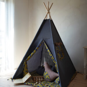 Vaikiška tipi palapinė su muslino kilimėliu „Modern Denim“