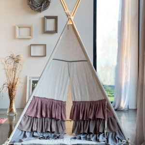 Vaikiška tipi palapinė su kilimėliu „Linen Corner“