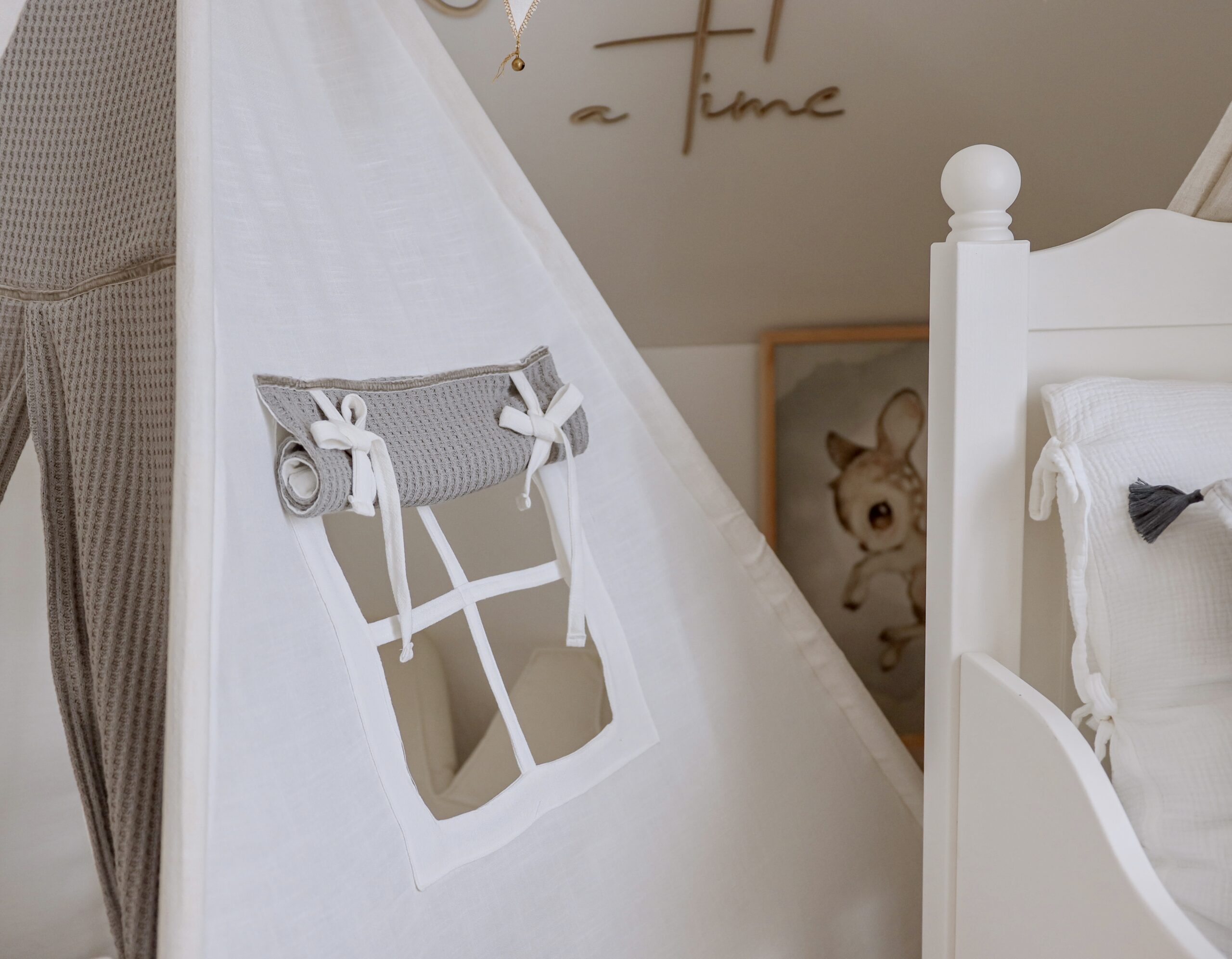 Vaikiška tipi palapinė su kilimėliu - kreminė - Image 7