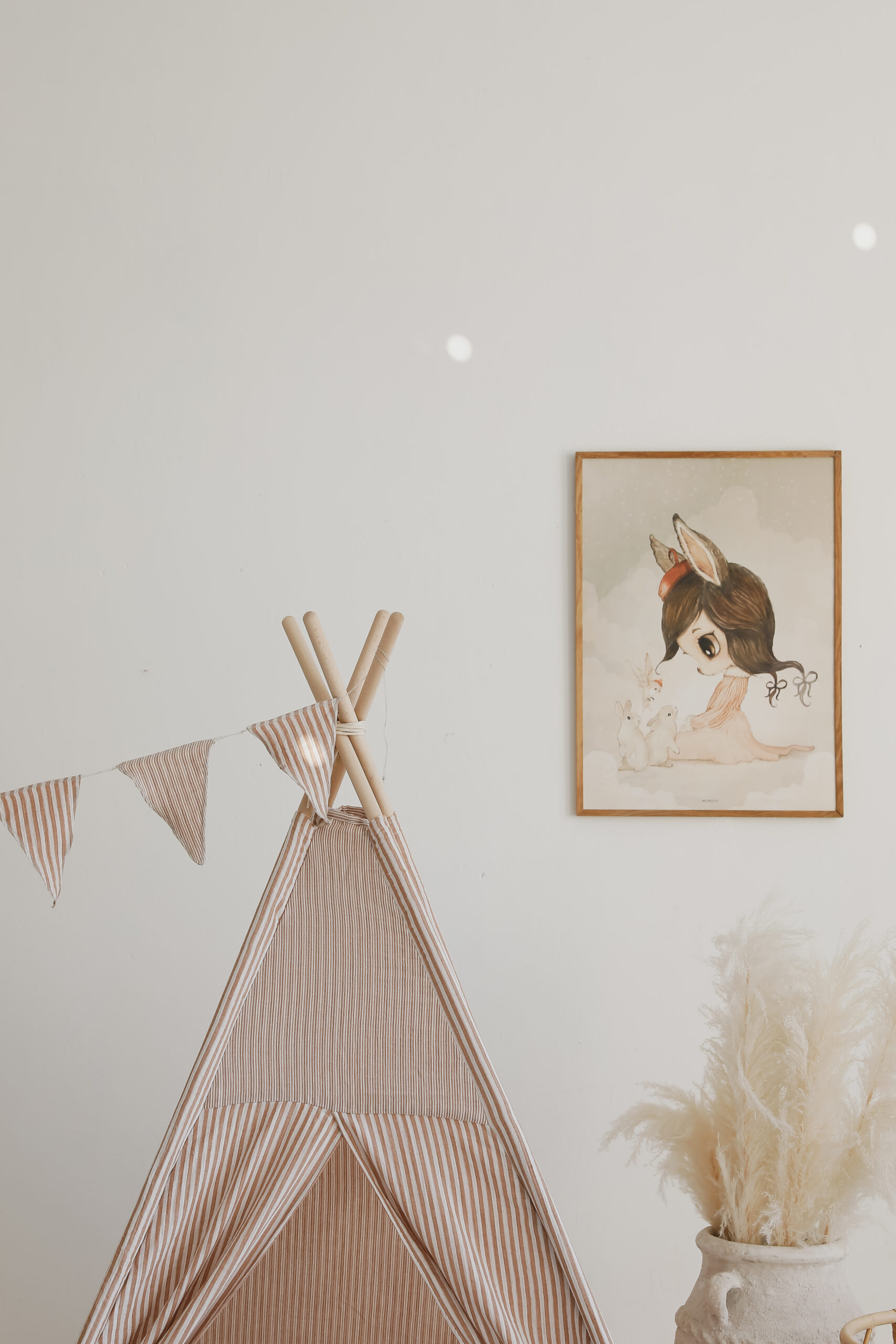 Dryžuota vaikiška tipi palapinė su dvipusiu muslino kilimėliu - smėlinė - Image 8