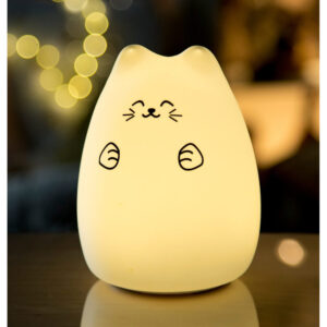 Naktinė silikoninė lempa "Lucky Cat" - balta