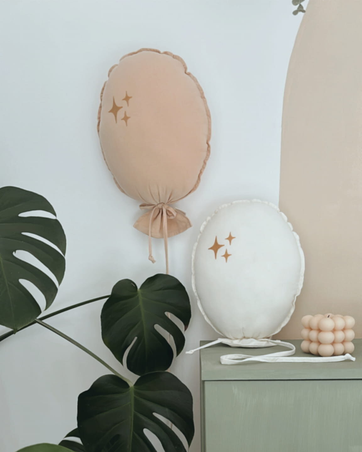 Dekoratyvinis skalbtos medvilnės balionas "Žvaigždės" – natūrali