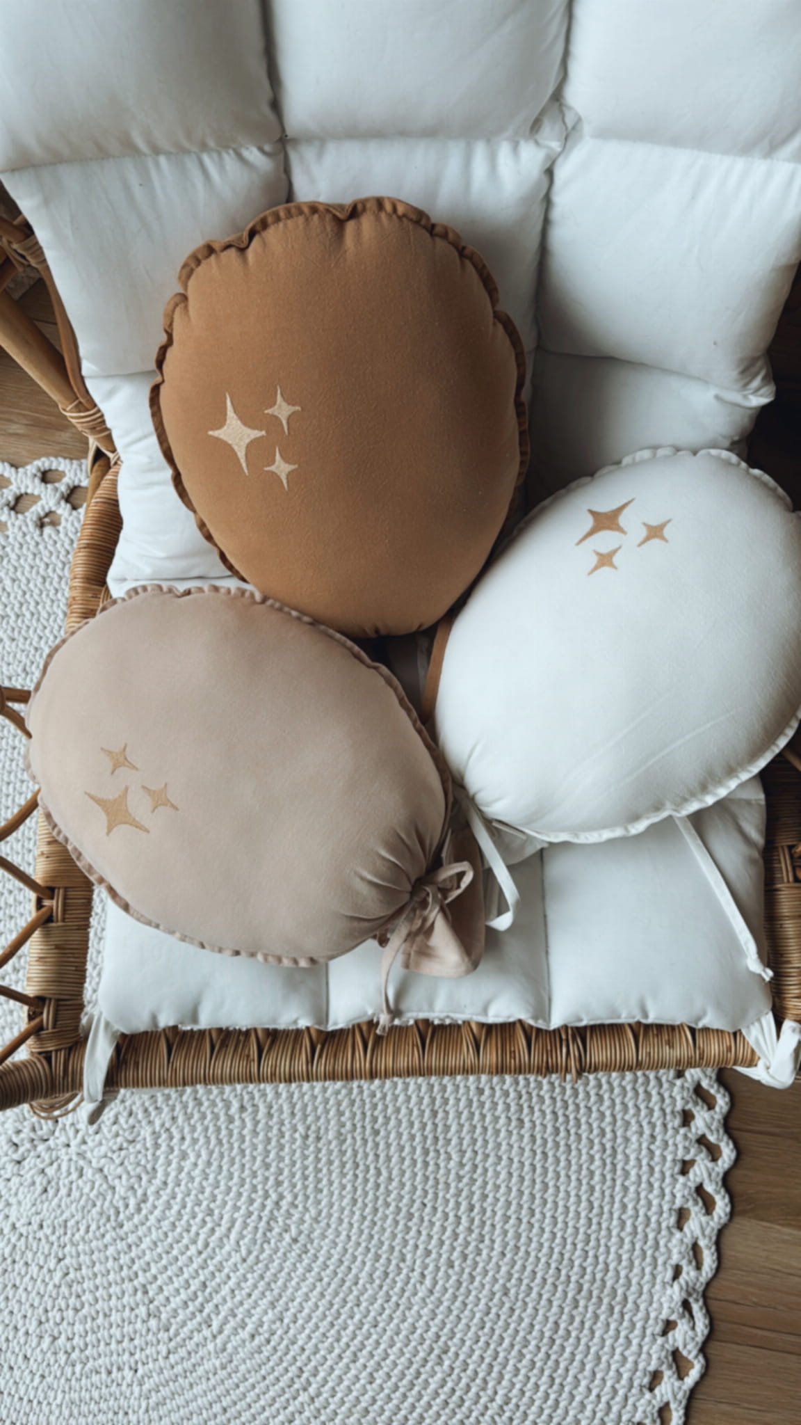 Dekoratyvinis skalbtos medvilnės balionas "Žvaigždės" – natūrali - Image 3