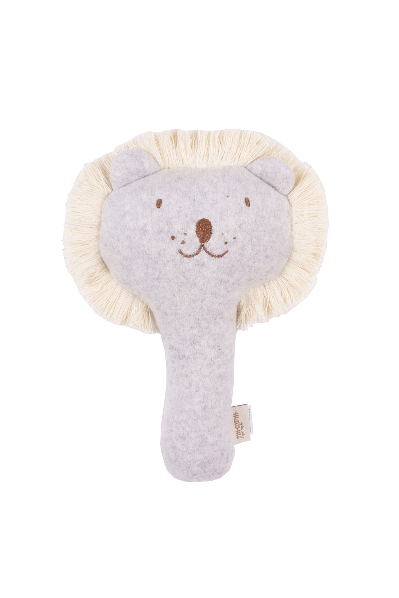 Medvilnės fliso pliušinis liūtas/barškutis – pilka