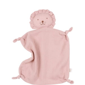 Personalizuotas muslino migdukas "Liūtas" mažyliui – rožinė