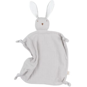 Personalizuotas muslino migdukas "Triušis" mažyliui - pilka