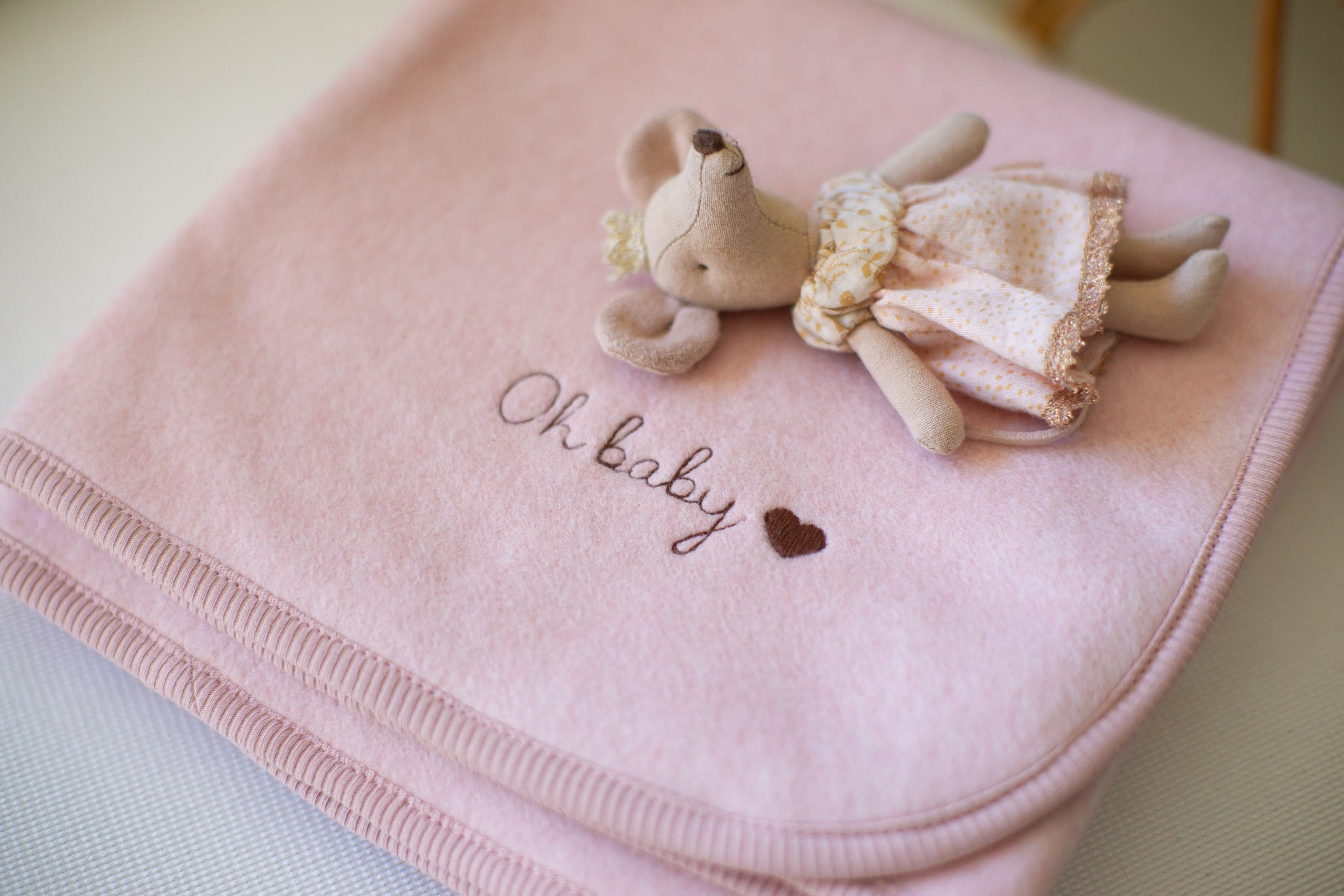 Personalizuota flisinė eko medvilnės antklodė - rožinė