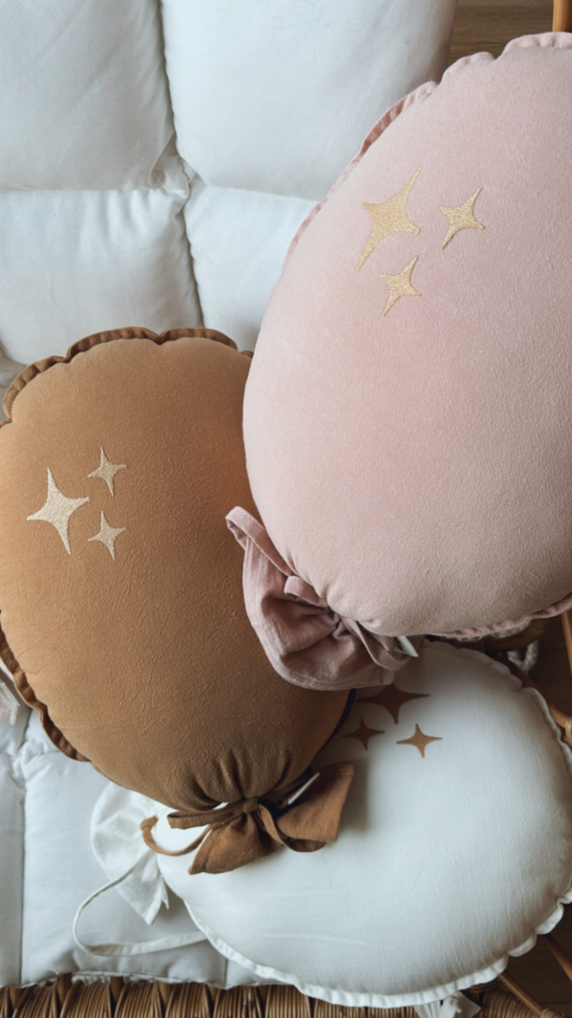 Dekoratyvinis skalbtos medvilnės balionas "Žvaigždės" – ecru spalva - Image 6