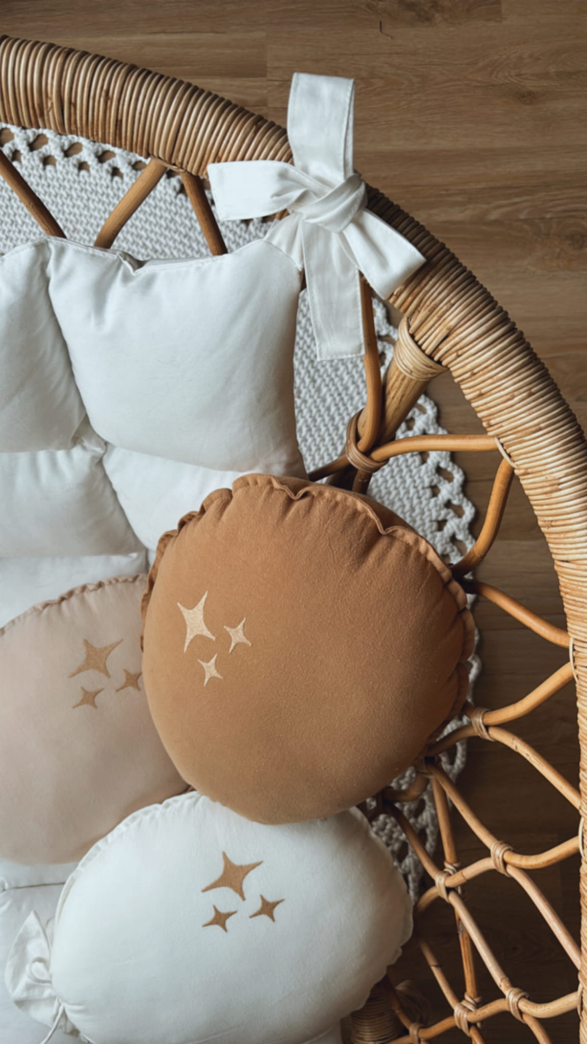 Dekoratyvinis skalbtos medvilnės balionas "Žvaigždės" – natūrali - Image 4
