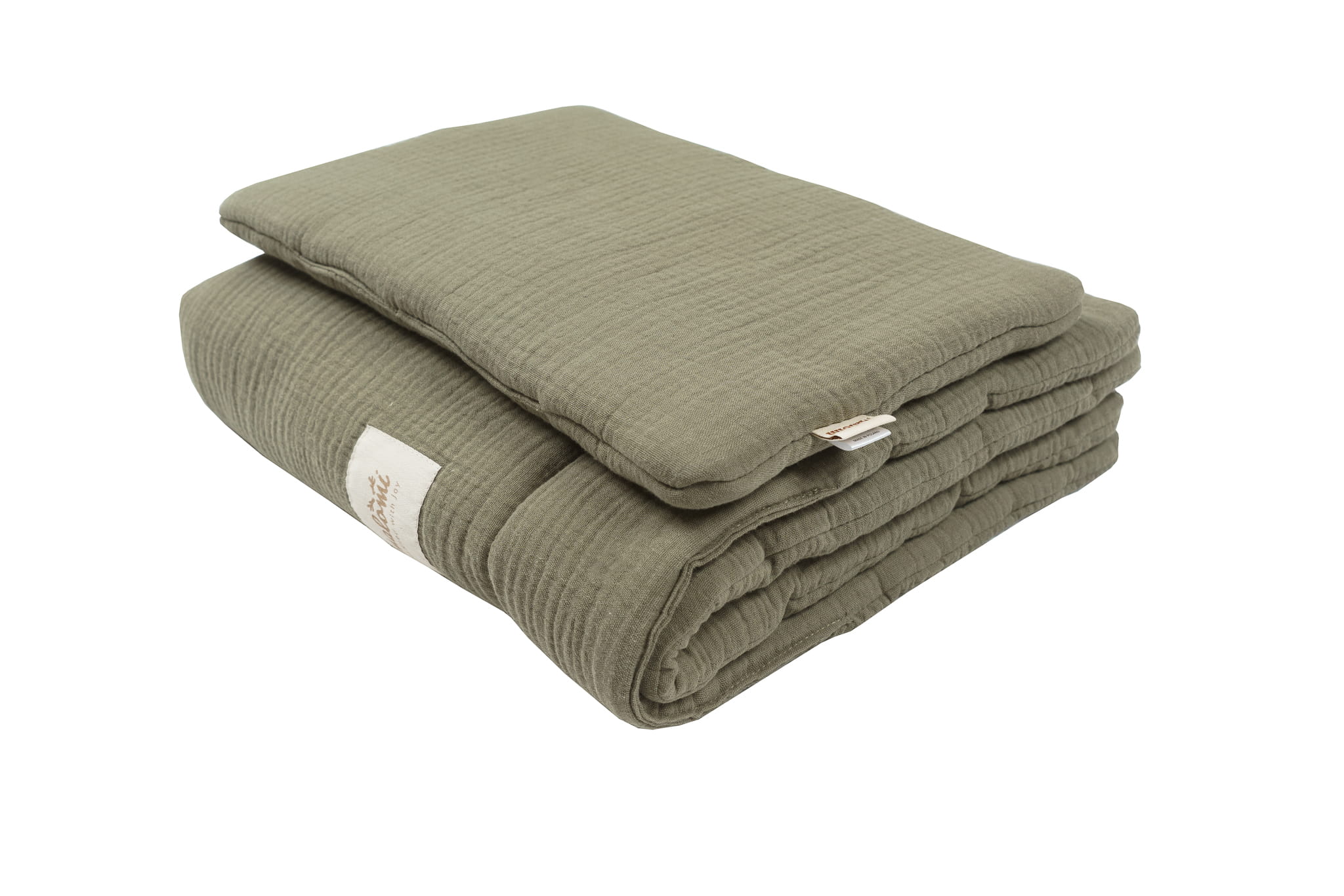 Muslino patalynės komplektas su užpildu mažyliui - miško žalia