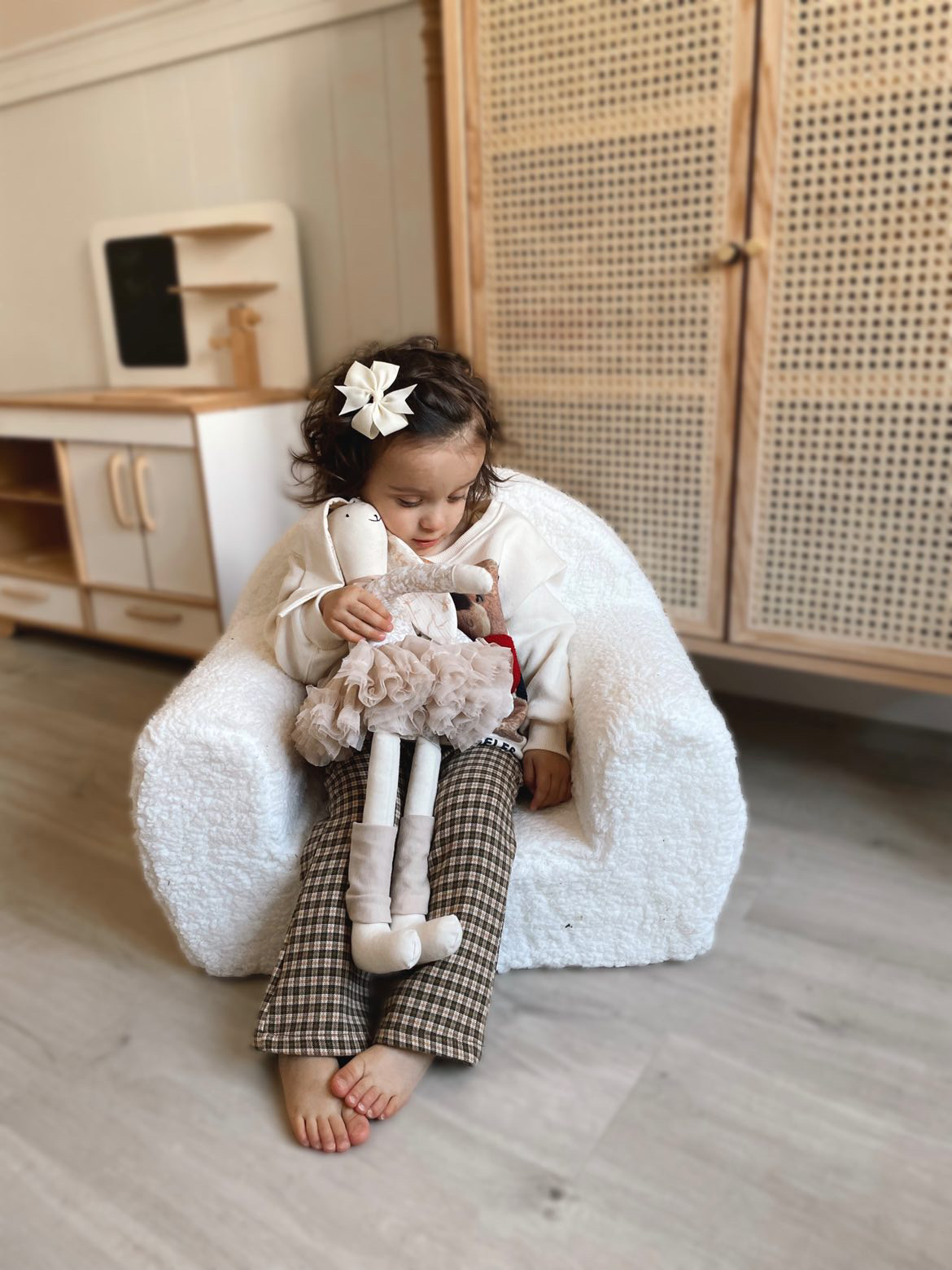 Vaikiškas fotelis „Teddy” – balta