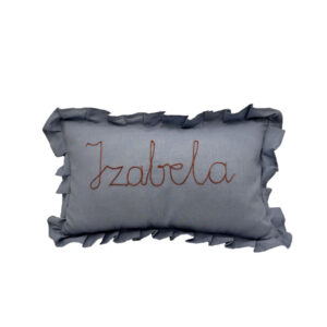 Personalizuota lininė pagalvėlė su raukiniais – mėlyna