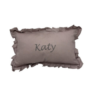 Personalizuota lininė pagalvėlė su raukiniais – rausva