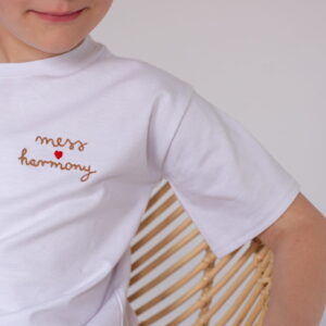 Klasikiniai vaikiški marškinėliai „MESS love HARMONY“ - balta
