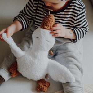 Pliušinė žąsis su čežančiais sparnais mažyliui