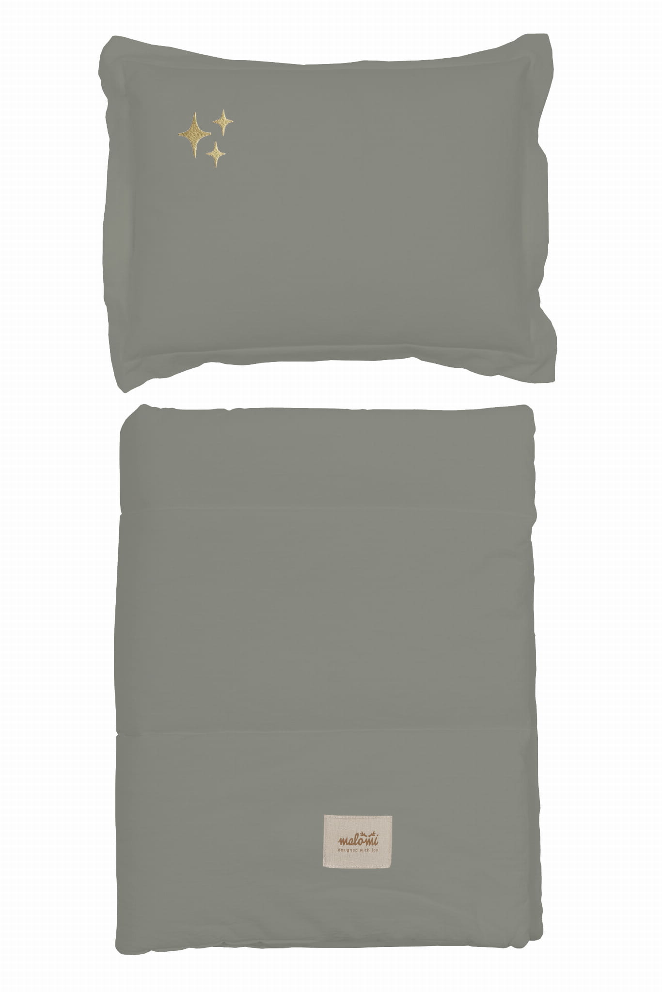 Skalbtos medvilnės patalynės komplektas su užpildu "Žvaigždės" - miško žalia - Image 9