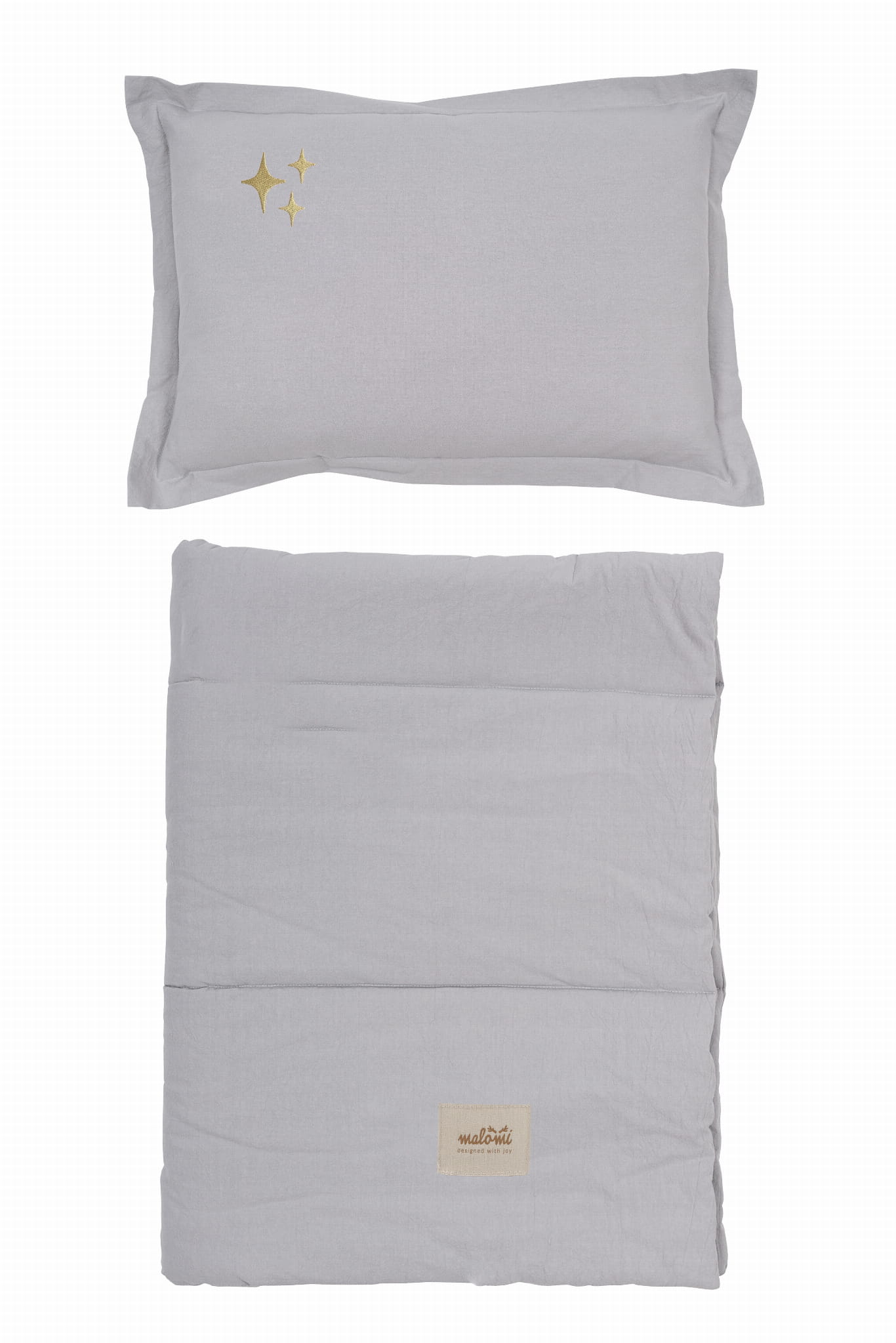 Skalbtos medvilnės patalynės komplektas su užpildu "Žvaigždės" - pilka - Image 2