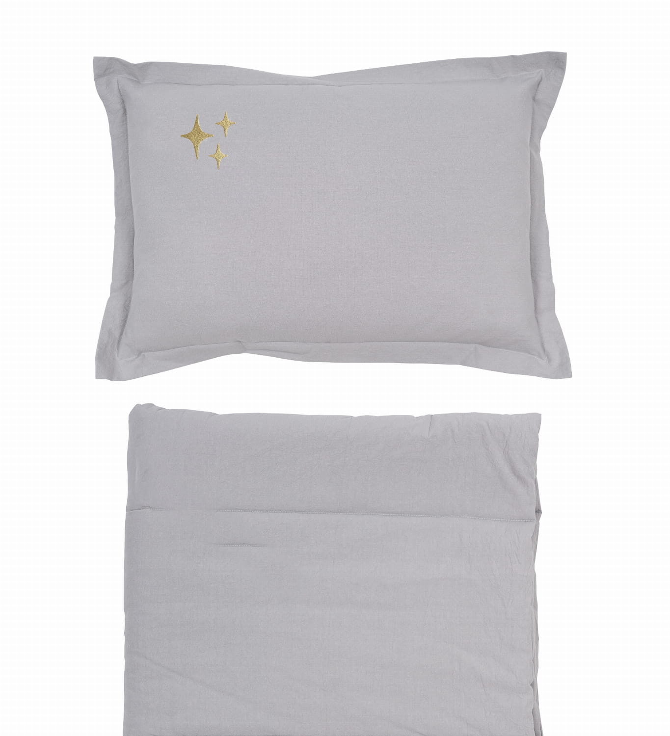 Skalbtos medvilnės patalynės komplektas su užpildu "Žvaigždės" - pilka