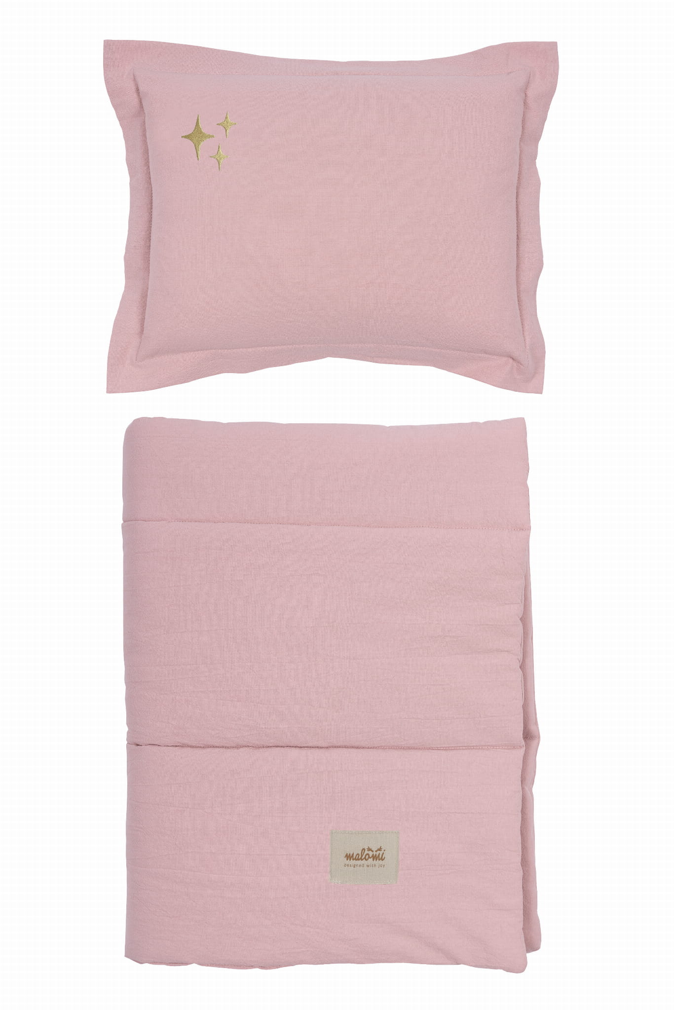 Skalbtos medvilnės patalynės komplektas su užpildu "Žvaigždės" - rausva - Image 2
