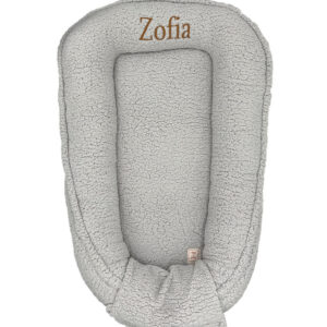 Personalizuotas kūdikio lizdelis „Teddy” - pilka