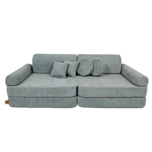 Didelė modulinė sofa vaikams – aukščiausios kokybės „Boucle“, šviežia mėtų spalva