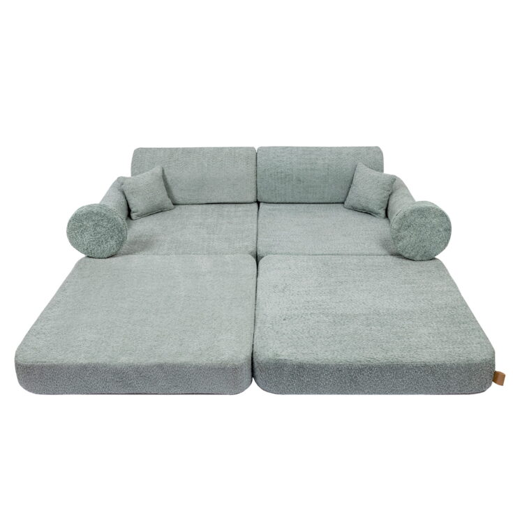 Didelė modulinė sofa vaikams – aukščiausios kokybės „Boucle“, šviežia mėtų spalva - Image 4