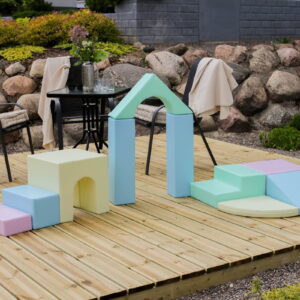 Montessori 10 minkštų kaladėlių rinkinys „Soft Play“ – pastelinės spalvos