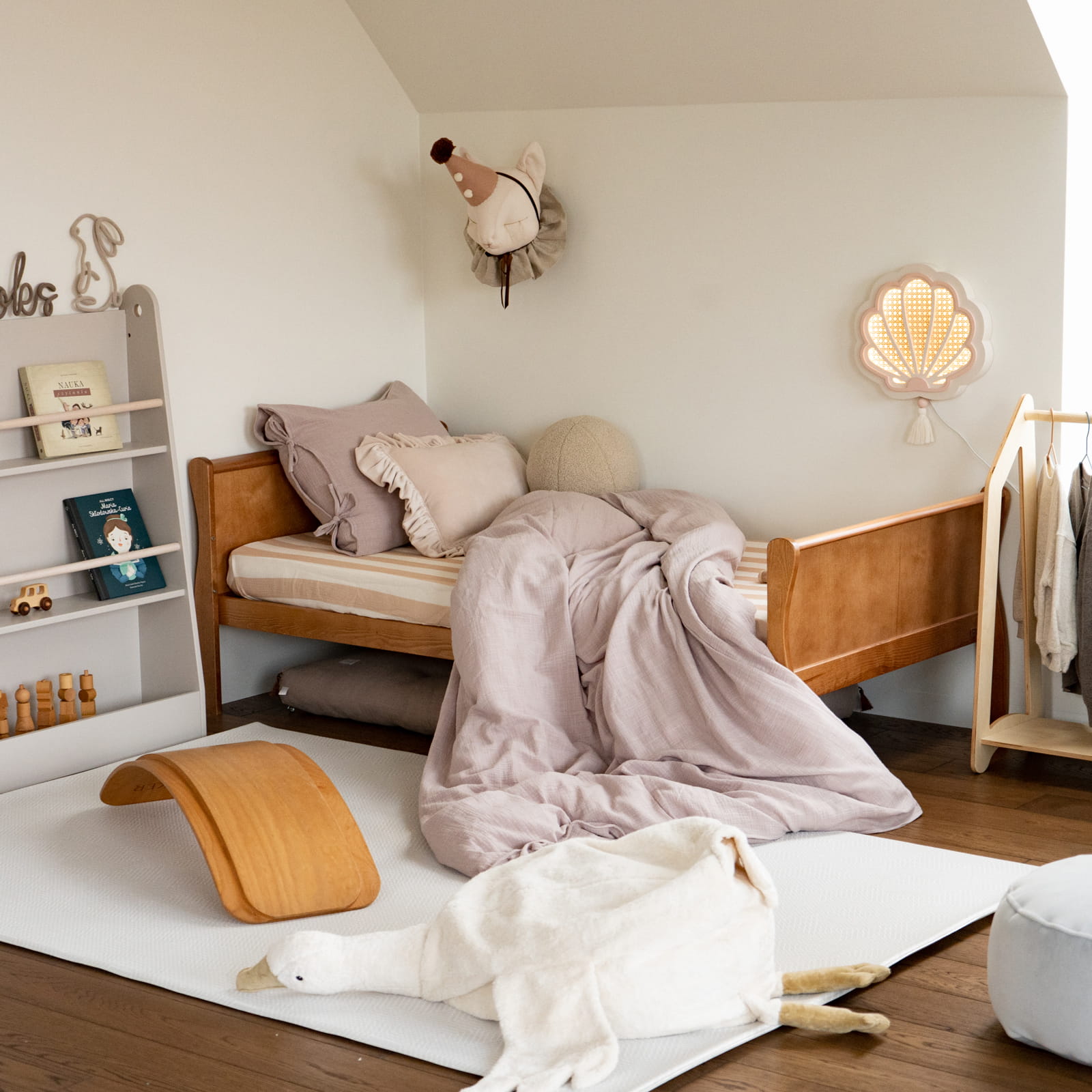 Medinis šviestuvas "Shell" - pudros rožinė ir chalvos spalva - Image 6