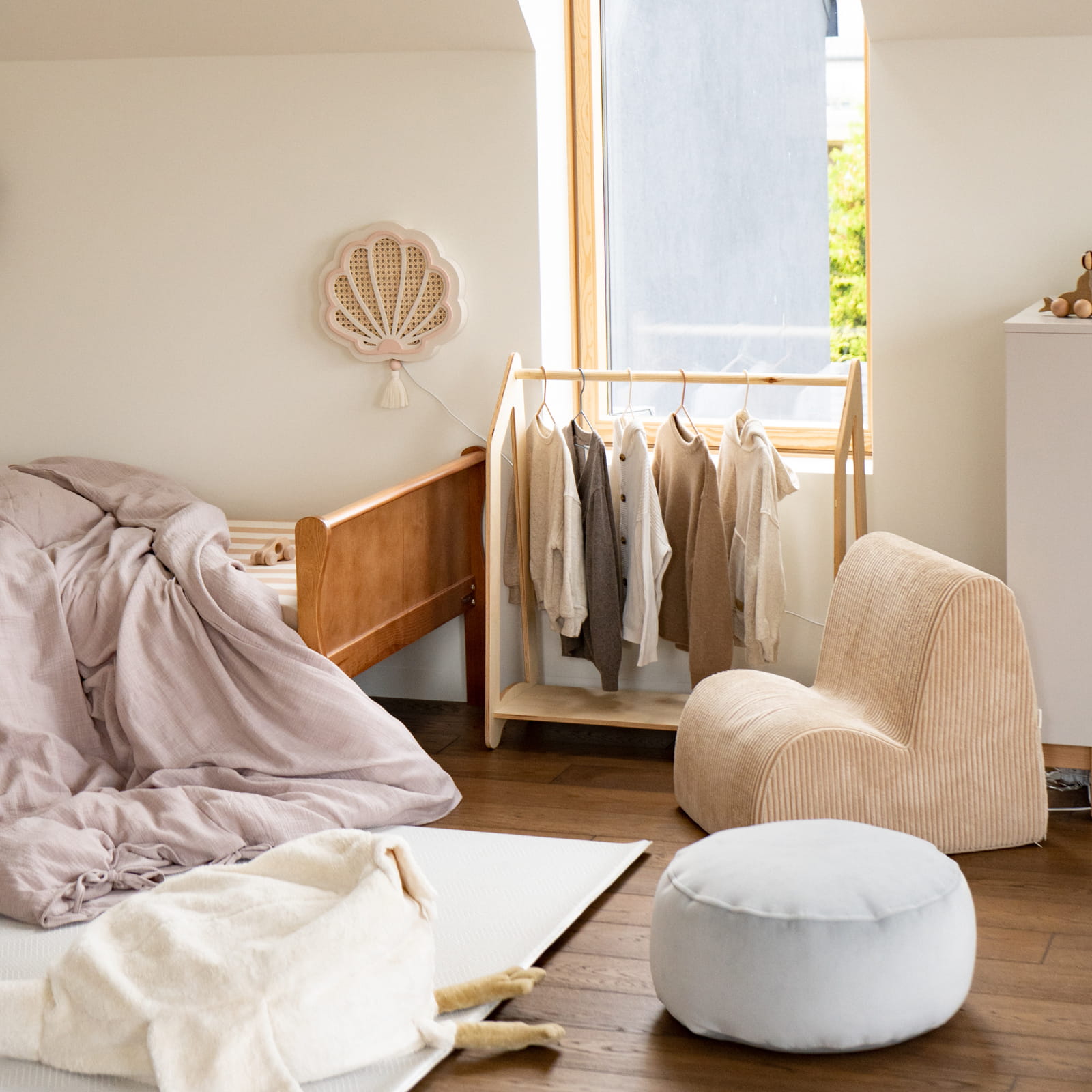 Medinis šviestuvas "Shell" - pudros rožinė ir chalvos spalva - Image 5