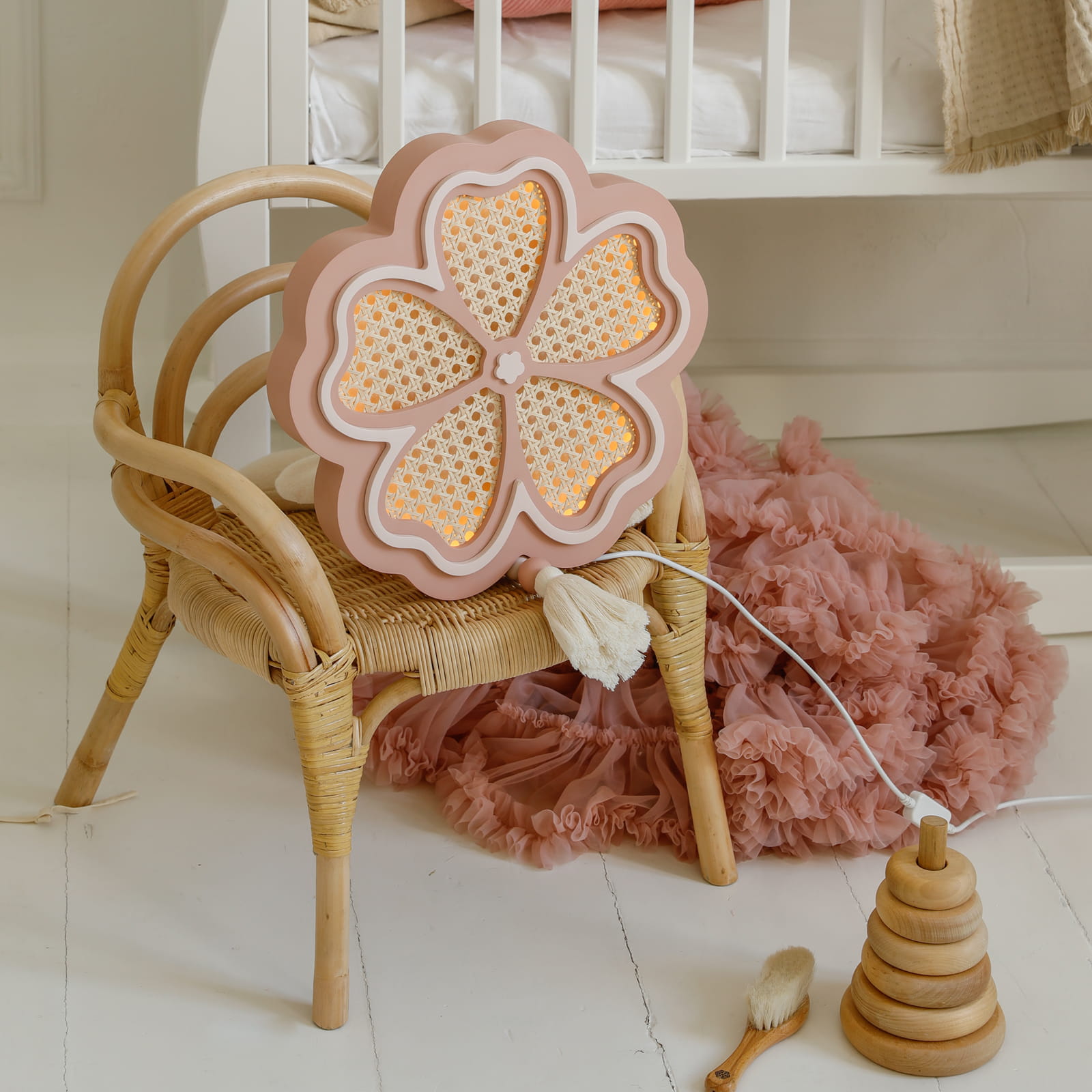 Medinis šviestuvas "Flower" - aviečių panna cotta/rožės spalva - Image 2