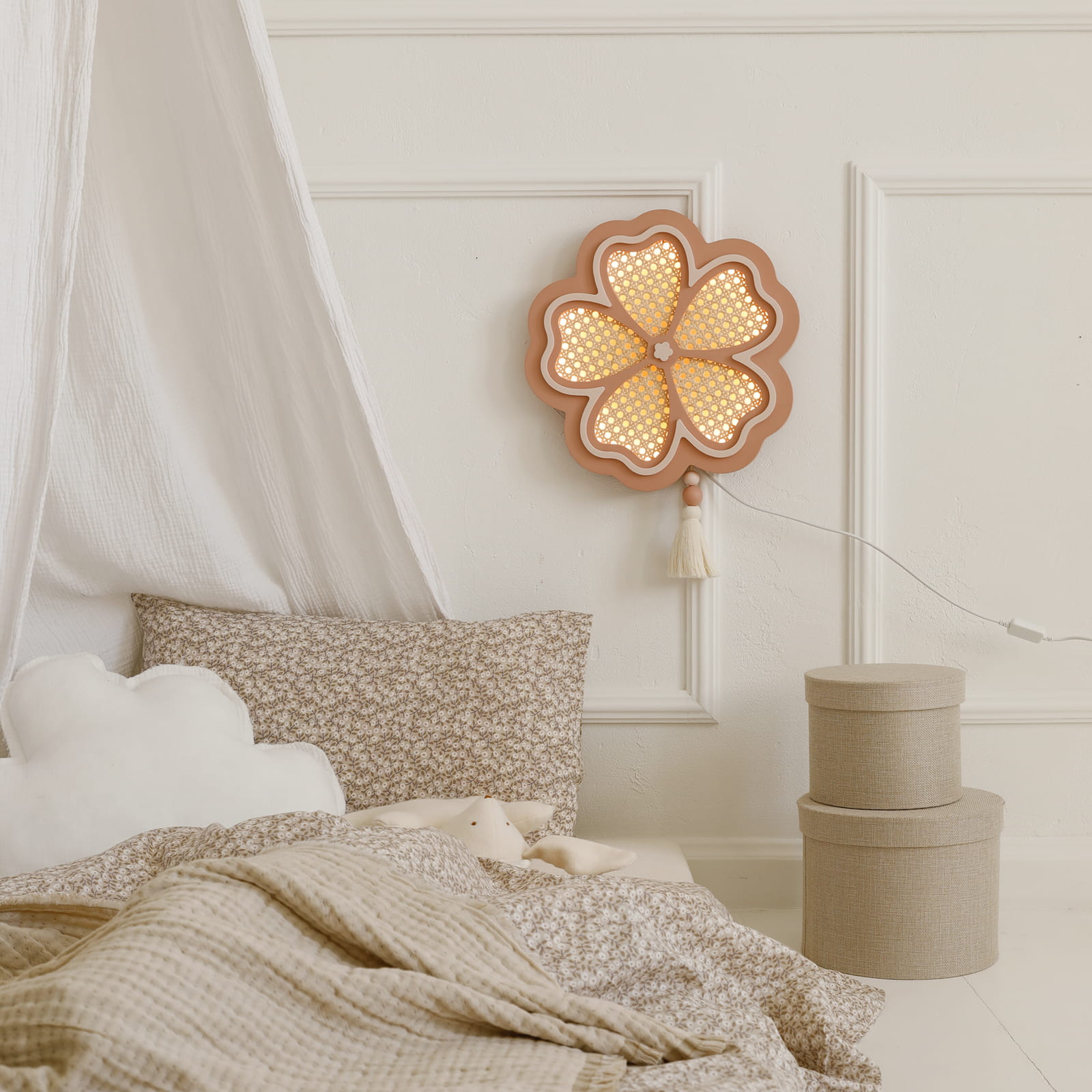 Medinis šviestuvas "Flower" - aviečių panna cotta/rožės spalva - Image 9