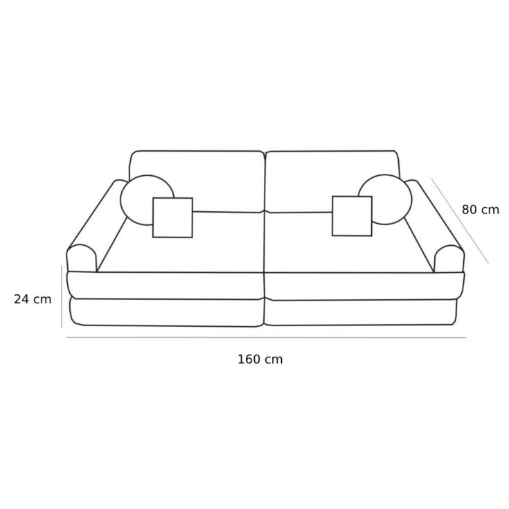 Didelė modulinė sofa vaikams – aukščiausios kokybės velvetas, ekru spalva - Image 6