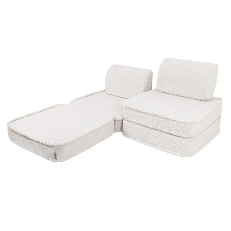 Maža modulinė sofa vaikams - Teddy audinys, kreminė - Image 4