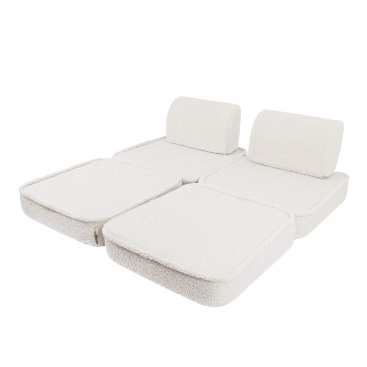 Maža modulinė sofa vaikams - Teddy audinys, kreminė - Image 5