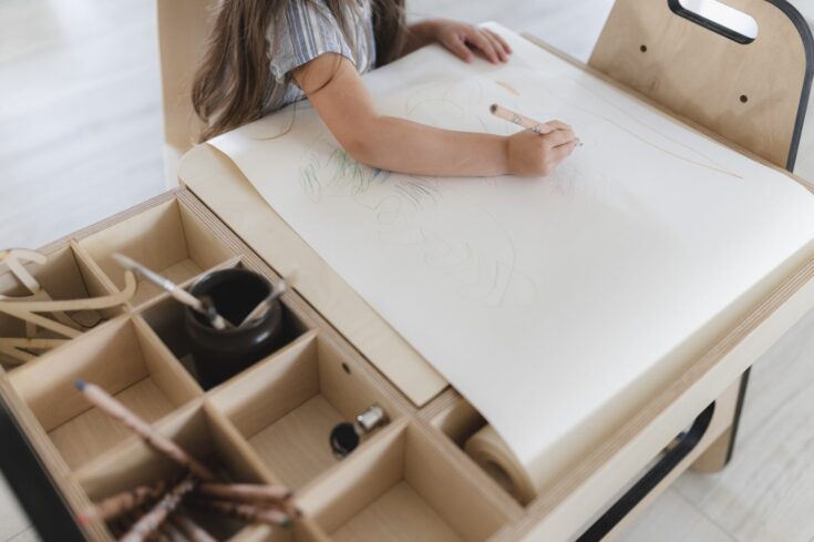 Reguliuojamo dydžio Montessori stalo ir kėdės komplektas „Julle“ – mėtinė - Image 11