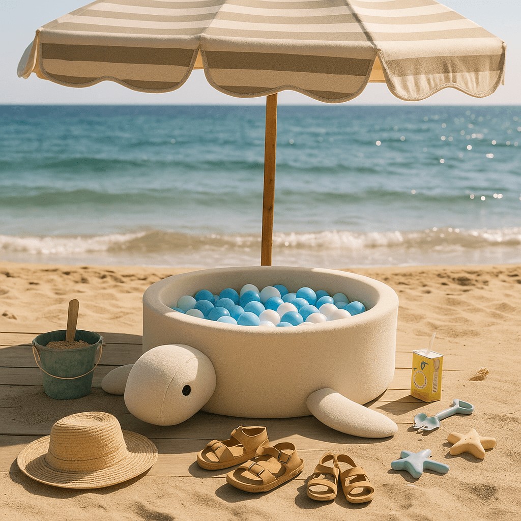 Putplasčio kamuoliukų baseinas be kamuoliukų "Vėžlys" - „boucle“ audinys, kreminė - Image 3