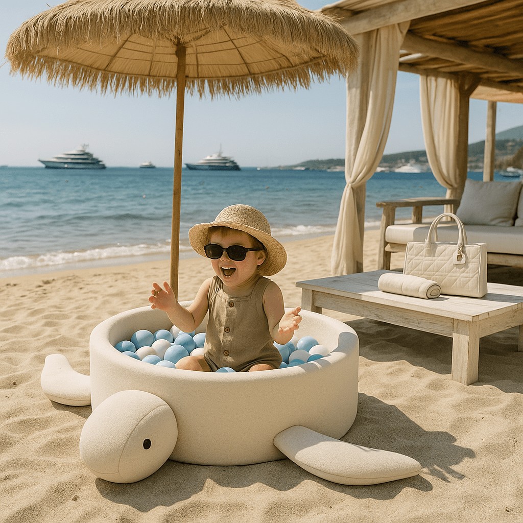 Putplasčio kamuoliukų baseinas be kamuoliukų "Vėžlys" - „boucle“ audinys, kreminė - Image 4