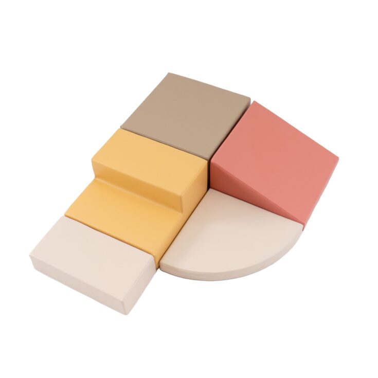 Montessori 5 minkštų kaladėlių rinkinys „Soft Play“– pastelinė rožinė - Image 2