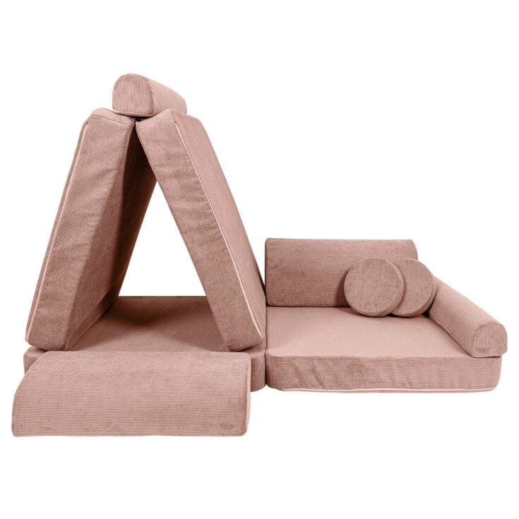 Didelė modulinė sofa vaikams – plonas kordinis velvetas, rožinė - Image 6