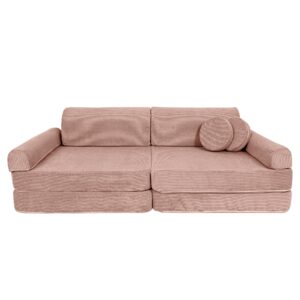 Didelė modulinė sofa vaikams – plonas kordinis velvetas, rožinė