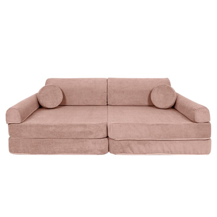 Didelė modulinė sofa vaikams – plonas kordinis velvetas, rožinė - Image 2