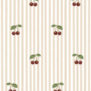 Tapetai su vyšniomis ir smėlio spalvos juostelėmis