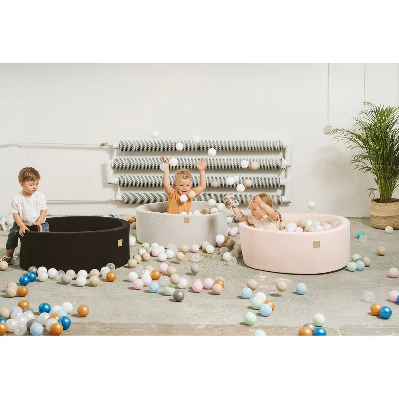 Apvalus kamuoliukų baseinas su 300 kamuoliukų, 90x40 cm - aksomas, šviesiai rožinė - Image 3