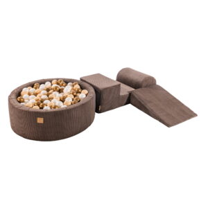 Žaidimų rinkinys su kamuoliukų baseinu – ruda; auksinė ir balta perlų spalva