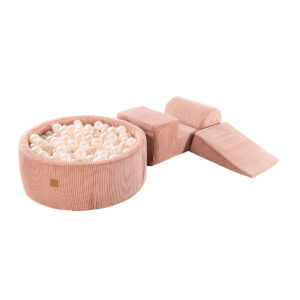 Žaidimų rinkinys su kamuoliukų baseinu – rožinis; balta perlų spalva