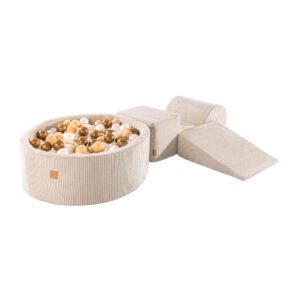 Žaidimų rinkinys su kamuoliukų baseinu - ekru spalva; balta perlų, smėlinė ir auksinė