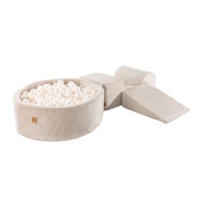 Žaidimų rinkinys su kamuoliukų baseinu – ekru spalva; balta perlų spalva