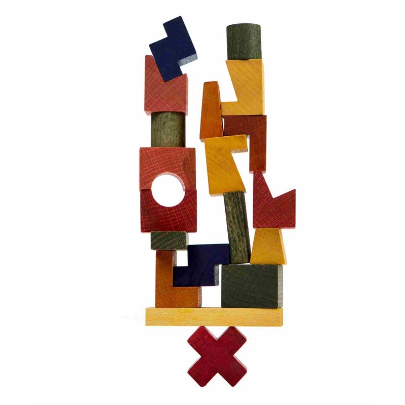 Medinė bokšto dėlionė - spalvota