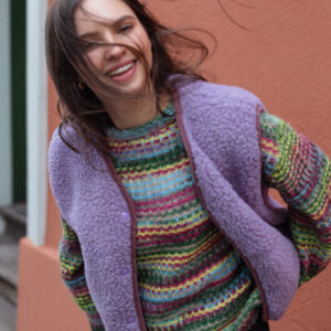OVERSIZE merino vilnos liemenė - alyvinė, įvairių dydžių