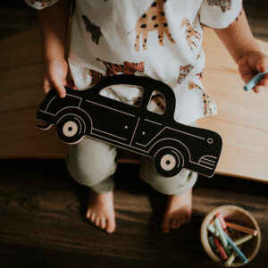 Medinė kreidinė piešimo lentelė "Saturn retro car"
